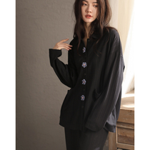 Same language pajamas female 2021 new spring and autumn cotton long sleeve thin home clothing autumn and winter cotton two-piece set
