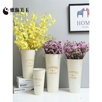 Nordic Wind Home Wake Flowers Bucket Flowers flowers Flowers Buckets of Bucket Accessories Iron Barrel Creative water Iron Bucket Large Vase Iron Basin