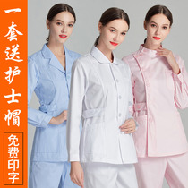 Nurse clothing Long sleeve womens winter clothing split set short sleeve round neck two-piece short thickened nurse work clothes suit