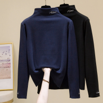 Double-sided velvet pregnant womens top half collar long sleeve T-shirt base shirt with thick warm clothes new fashion autumn and winter