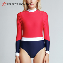 PERFECT MOMENT outdoor sports surf slim long sleeve red one diving suit