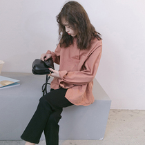 Autumn new maternity wear simple solid color shirt loose long sleeve top pregnancy Cotton Fashion Korean tide mother