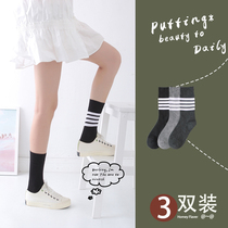 Stockings Childrens calf socks Pure cotton autumn and winter bar stockings ins tide street net red super fire tube spring and autumn