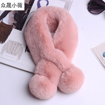 Korean version of imitation Rex rabbit hair plush warm scarf womens winter Cross bib short imitation fur cute childrens neck sleeve