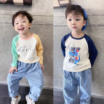 Brand Discount Outlets Clearance Childrens Clothing Boys Cotton Long Sleeve T-Shirts Spring and Autumn Childrens Girls Tops Bottoming T