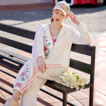 Flower making one thousand strangeness Original ethnic wind embroidery sports suit new long sleeves sunscreen Fashion casual pants