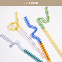 URFF DECO) original design color-making glass straws environmentally friendly color repeated use heat-resistant and cold-resistant