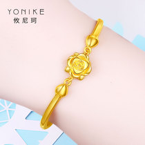 Gold bracelet womens 24K pure gold rose 999 new style wedding jewelry pure gold bracelet birthday gift