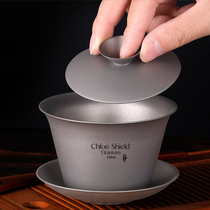 Cox shield pure titanium double-layer tea bowl Tea Cup home tea maker retro large Cover bowl portable outdoor travel Master Cup