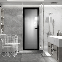 Customize ultra white Changhong tempered glass extremely simple narrow edge flat door heaven and heaven hinge kitchen toilet door toilet door