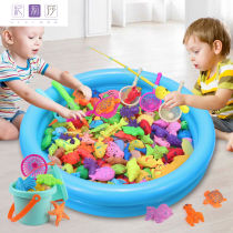 Childrens magnetic fishing toy pool set baby boys and girls develop intellectual House puzzle play water gifts
