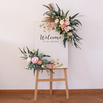 New outdoor wedding welcome card simulation flower art water brand flower hotel sign decoration flower decoration door head flower