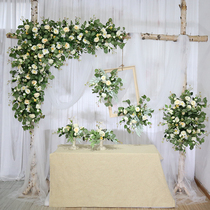 Simulation floral photo frame arch combination set triangle corner flower row wedding photography photo set decoration