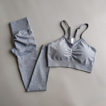 European and American gym back underwear women peach fitness suit book quick-drying running yoga suit two-piece set