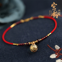 Phoenix nirvana anklet female bell ancient wind palace bell red rope transfer bead anklet rope woven anklet female sexy