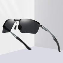 Sunglasses Men new half frame aluminum magnesium polarized sun glasses Mens simple fishing glasses driving Sunglasses