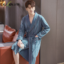 Sleeping Robes Mens Sleepwear Spring Autumn Season Bath Clothes Long style Bathrobes Mens autumn and winter days Thin Youth Big Code Day Style Kimono