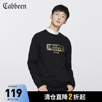 Cabin mens 2019 autumn and winter new black round neck pullover sweater logo printing simple couple ins tide A