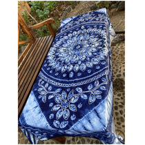 Yunnan ethnic handmade tie-dyed tablecloth door curtain bed sheet Home restaurant hotel bed flag blue dye gift to foreigners
