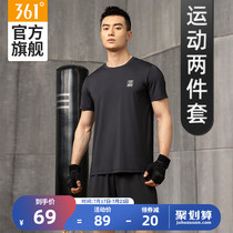 361 sports suit mens 2021 summer new running T-shirt fitness shorts two-piece mens sportswear tide