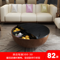 Nordic rock board tea table simple modern round Net red tea table designer small house quiet wind coffee table