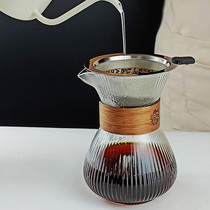 New vertical pattern one-piece coffee pot heat-resistant glass sharing pot can be heated hand-brewed coffee pot set filter