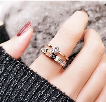 C6 index finger female does not fade personality rose gold Japanese and Korean trendy students Joker net red ring finger