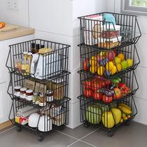 Kitchen dish basket shelf vegetable frame fruit landing multilayer shelves household storage frame for Amazon
