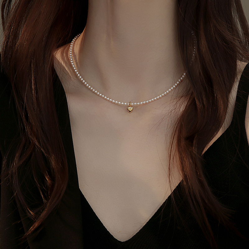 ベビー小さな真珠 3 ミリメートルキビビーズネックレス Shijia 真珠のネックレス愛鎖骨チェーン女性のための 2024 新しいホットスタイル