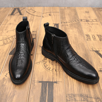 Martin boots men tide ins British short boots leather wild men High leather shoes autumn warm Chelsea boots men