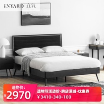 InYard] Black Swan bed Modern simple Wabi-sabi wind Black bed Nordic light luxury fabric velvet bed