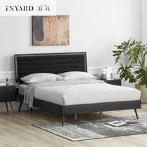 InYard Yi oxygen] Black swan bed Modern simple Wabi-sabi style black bed Nordic light luxury fabric velvet bed