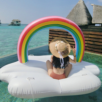 ins New net red Rainbow Island water floating bed floating exhaust pad Inflatable water floating recliner swimming ring