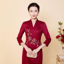 New foreign-style married daughter mother-in-law evening dress elegant thin long wedding banquet toast