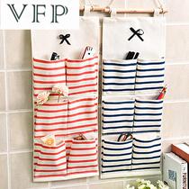 Environmentally friendly linen storage bag hanging wall sundries bag hanging wardrobe hanging pocket student storage bag fabric art