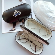 Double glasses case ins girl heart frame glasses case female compression portable personality exquisite creative storage box