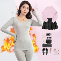 Gushed thermal underwear Womens thin section Pure Cotton Round Neckline Autumn Pants Suit Lady Student Meme undercotton sweatshirt
