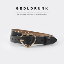Genuine Leather Strap Adolescent Free of perforated Hollowed-out Love 2022 New Ins Craze Jeans 100 Hitch a sweet and beautiful belt