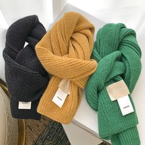 2021 New fructose solid color wool childrens scarf men and women winter baby thick knitted warm bib Joker