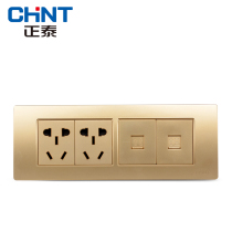 Zhengtai 118 type living room socket four 10 ten holes 5 five holes power outlet with network cable telephone line socket panel