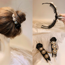 South Korea Dongdaemun new French retro temperament elegant net red pearl large hair clip back of the head hair clip