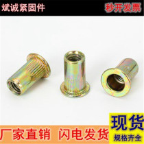 Galvanized carbon steel riveting nut flat head small countersunken head knurled drawing vertical grain nut M3M4M5M6M8M10M12