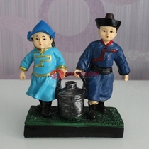 Inner Mongolia ethnic characteristics of crafts resin ornaments display table Mongolian bucket little brother Mongolian gifts