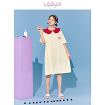 Lemachi nightgown female summer thin model 2021 new pajamas long cute doll collar sweet conjoined home clothes