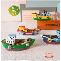 Handmade painted resin small boat swing piece boat model Marine style decorations Marine wind home Ornament Desktop