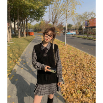 In momo (Eaton school Flower) New temperament two-piece female age reduction campus style shirt skirt vest