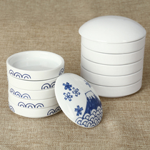 Five-layer ceramic palette with cover Jingdezhen blue and white porcelain Chinese painting paint plate big and small calligraphy ink box watercolor