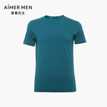 Mr. Emery Plain Eternity V Mens Modal Eternity V. Spring Summer Short-Sleeved Top NS12354