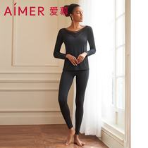Aimer love warm silk thermal underwear womens single layer trousers autumn and winter plus velvet autumn pants leggings AM733311