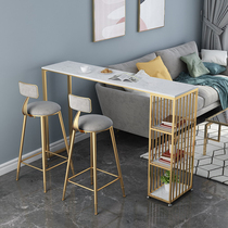 Nordic home marble bar table and chair simple living room wall partition high table bar long table and chair combination